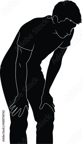 Man thinking thoughtfully, contemplating ideas in silhouette