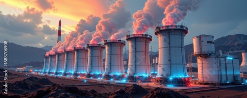 Wallpaper Mural enormous compressed air energy storage system with futuristic turbines glowing Torontodigital.ca