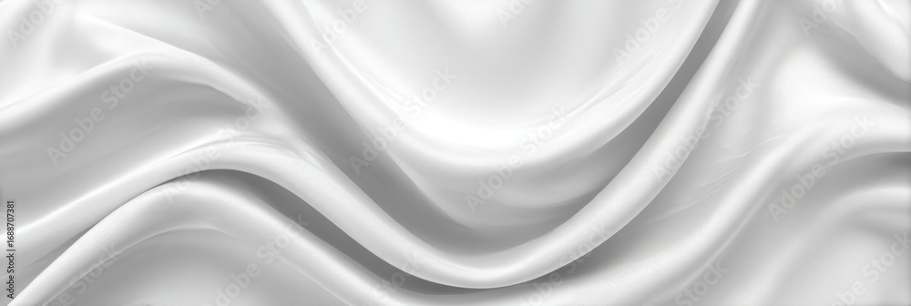 Fototapeta premium Close-up view of flowing white fabric. Smooth, elegant folds and drapes
