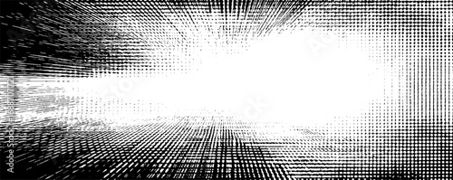 Dynamic op art pattern with black and white lines creating illusion of depth and movement