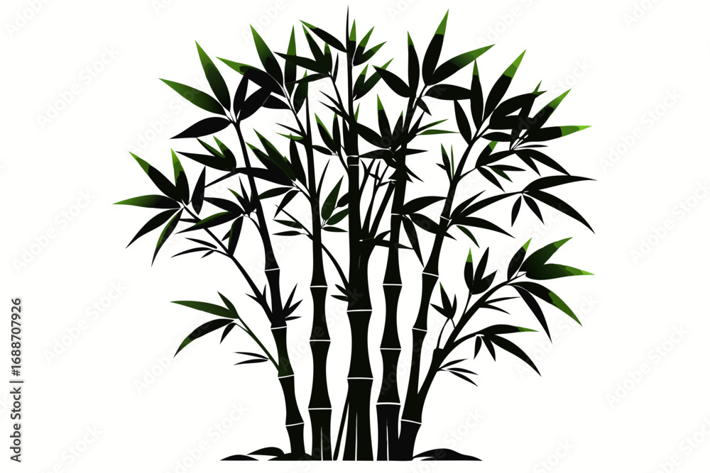 Fototapeta premium Bamboo tree silhouette illustration