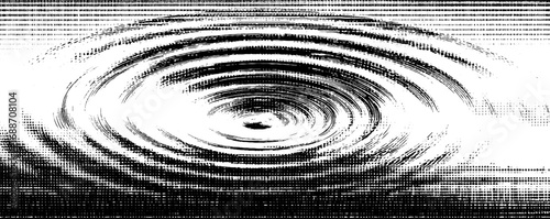 Hypnotic op art abstract black and white circular lines design