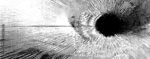 Monochrome optical illusion with dynamic lines and circular patterns