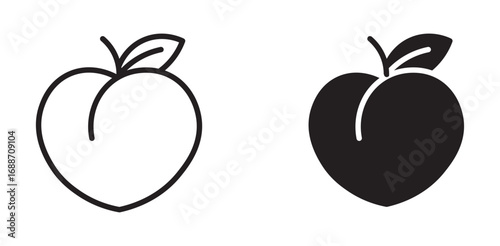 Peach icon set,  vector illustration
