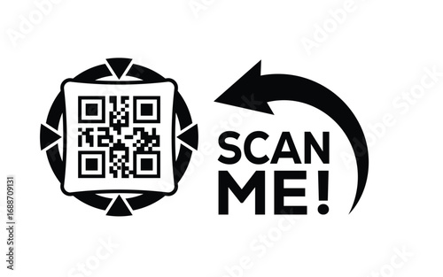 QR code scan icon set. Scan me frame. QR code scan for smartphone. QR code for mobile app, payment and identification. Vector illustration.	