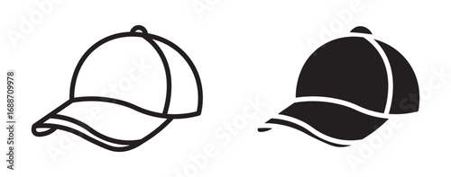 Baseball hat icon. Cap icon, Baseball cap  icon set. 