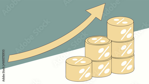 Interest Rate Growth Percentage Increase Financial Growth Stacked Cylinders Upward Trend Financial Success Percentage Symbol Business Growth Investment Growth Economic Growth Financial Chart Data Vis.