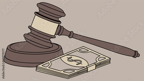 Judges gavel and stack of money illustration legal concept financial auction justice law business bankruptcy court gavel money cash wealth finance economy legal system judicial verdict ruling decisio.