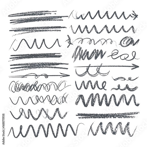 Collection of hand-drawn textured lines and scribbles