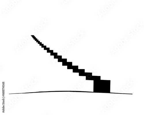Vector art of abstract black staircase leading downward to a flat surface, symbolizing decline, failure, or challenges in career and business strategy