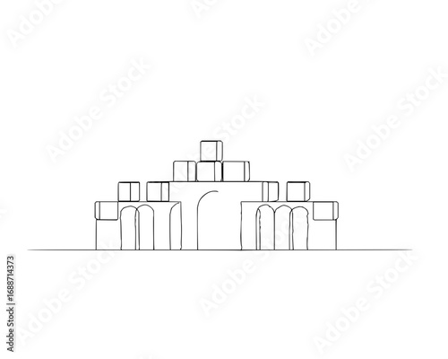 Vector art of ancient adobe village architecture with rectangular buildings, symbolizing heritage, tradition, community living, and cultural legacy