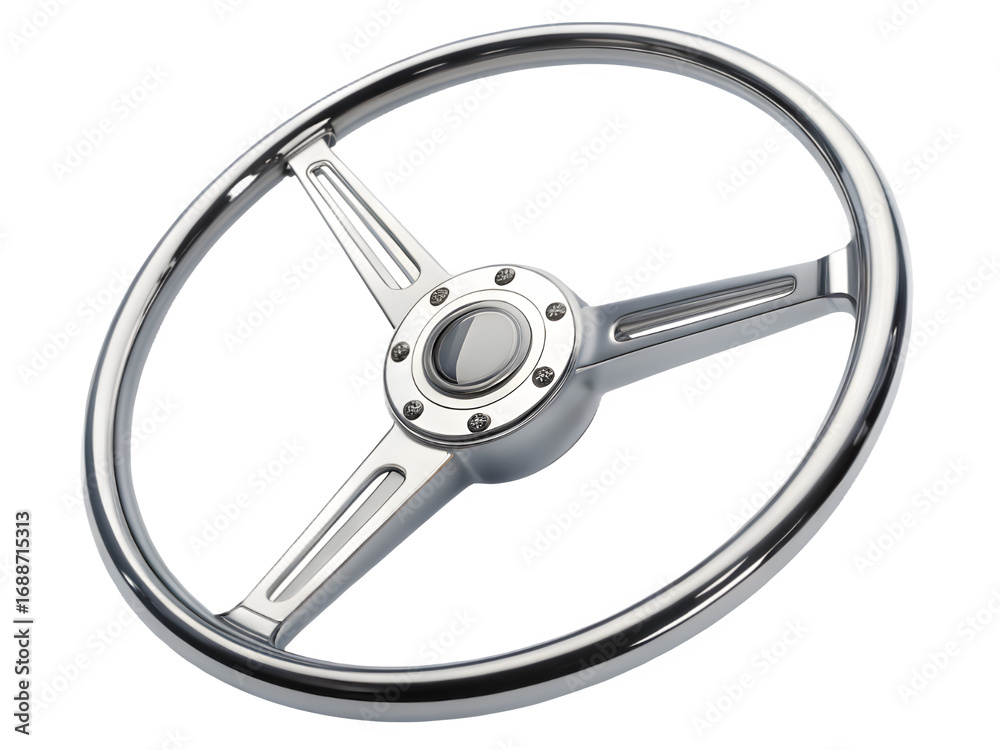 Fototapeta premium Classic chrome steering wheel from a vintage car