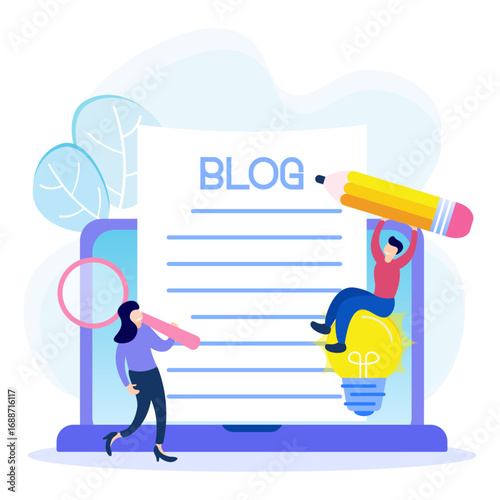 Illustration vector graphic cartoon character of blogging