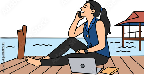business woman working on laptop