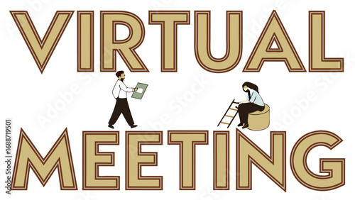 Virtual Meeting Illustration Online Conference Remote Work Collaboration Graphic Design.