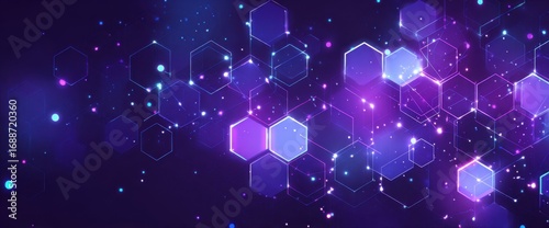 Abstract digital hexagons in vibrant purple and blue hues (1)