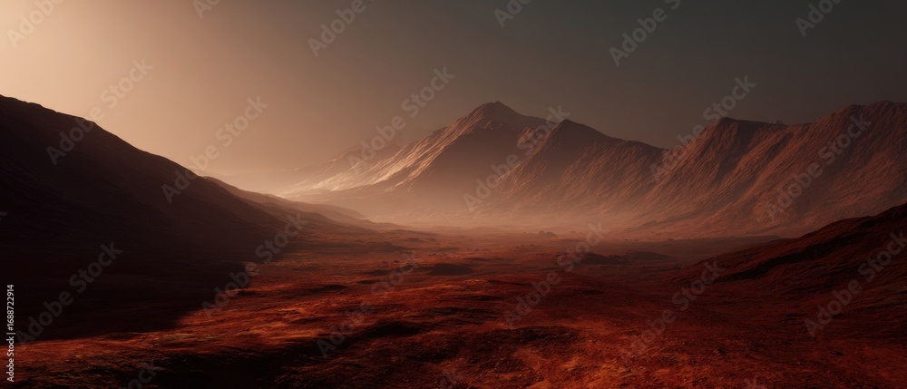 Naklejka premium Martian landscape at dawn