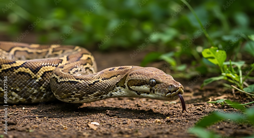 Naklejka premium Indian python slithering on ground