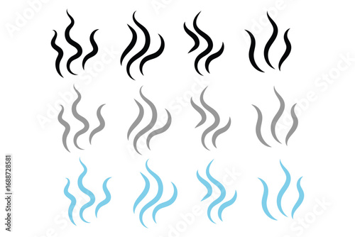 Aromas vaporize icons. Smells vector line icon set, hot aroma, stink or cooking steam symbols, smelling or vapor, smoking or odors signs