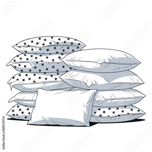A collection of various pillows stacked neatly together for comfort and restful sleep