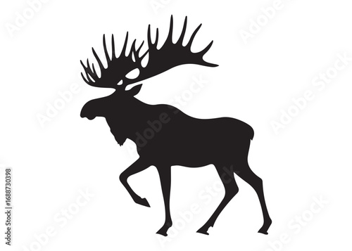 elk moose logo silhouette vector, elk deer moose  vector silhouette illustration, wild animal vector of a elk moose silhouette, bull elk moose logo silhouette vector on white background. 