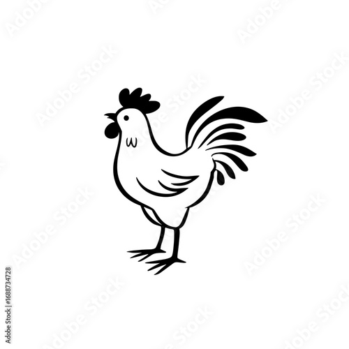 chicken. chicken simple black and white line art vector logo
