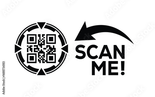 QR code scan icon set. Scan me frame. QR code scan for smartphone. QR code for mobile app, payment and identification. Vector illustration.