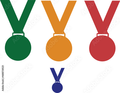 Colorful Medal Icons Vector Illustration