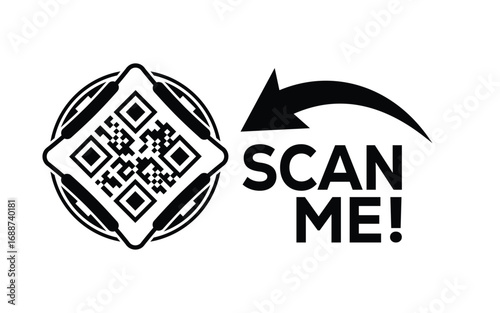Scan QR code icon. Digital scanning qr code. QR code scan for smartphone. Scan Here text on top of the qr code