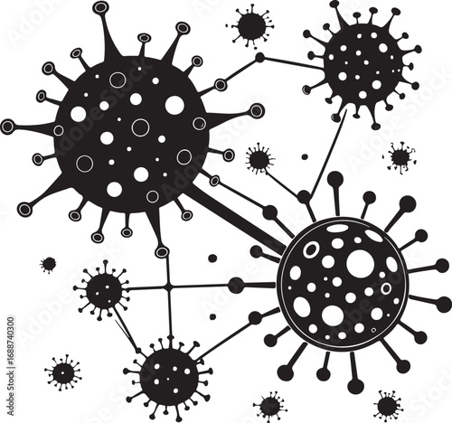 World Map with COVID-19 Network silhouette