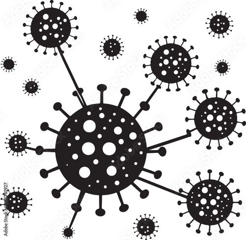 World Map with COVID-19 Network silhouette