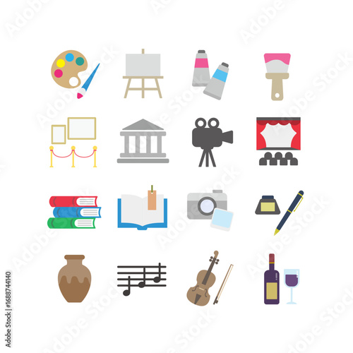 文化の日・趣味のベクターイラストセット：芸術・読書・音楽 - Culture Day and hobby Vector Illustration Set: Art, Reading, and Music