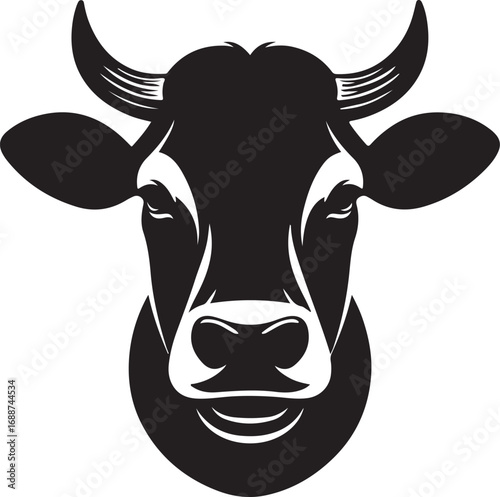 Minimalist Cow Head Vector Icon