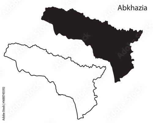 Simple Abkhazia map silhouette vector. Clean black outline of Caucasus region territory, perfect for infographics, prints, and design projects