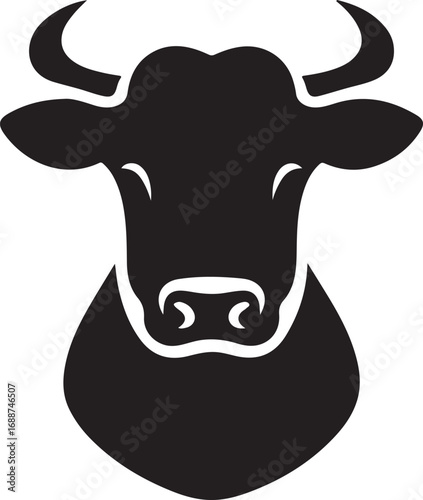 Minimalist Cow Head Vector Icon