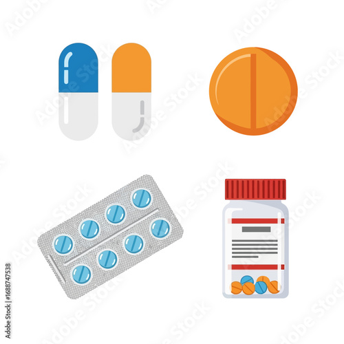 Various types of medicine and pills in different forms.