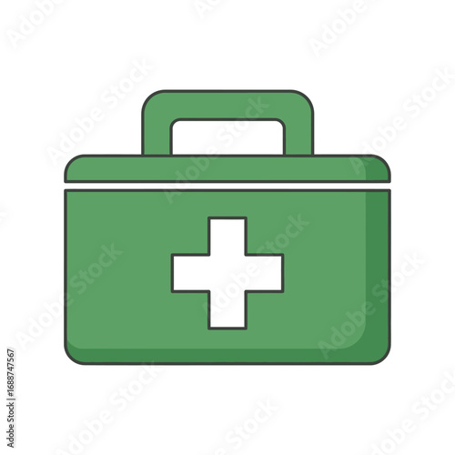 Green first-aid kit with white cross icon.
