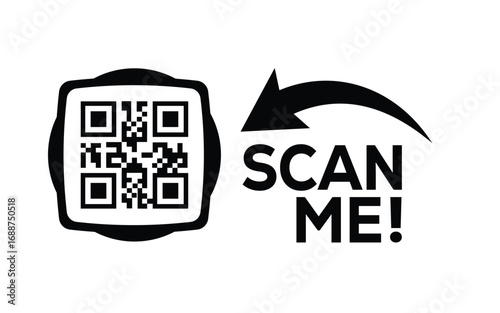 QR code scan icon set. Scan me frame. QR code scan for smartphone. QR code for mobile app, payment and identification. Vector illustration.