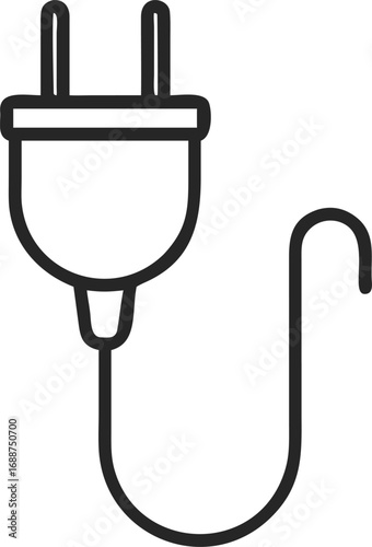 Vector art of outline of an electrical plug with a cord