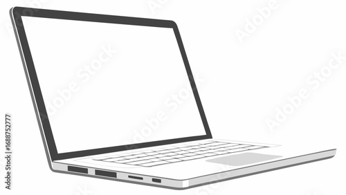 Laptop computer mockup blank screen technology isolated white background digital device modern notebook portable pc electronic gadget internet wireless office work study home communication design tem.