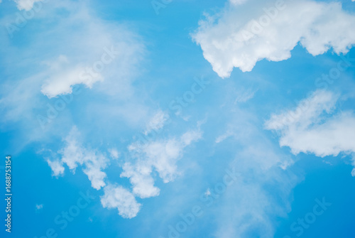 Summer blue sky cloud gradient light white background. Beauty clear cloudy in sunshine calm bright winter air bacground. Gloomy vivid cyan