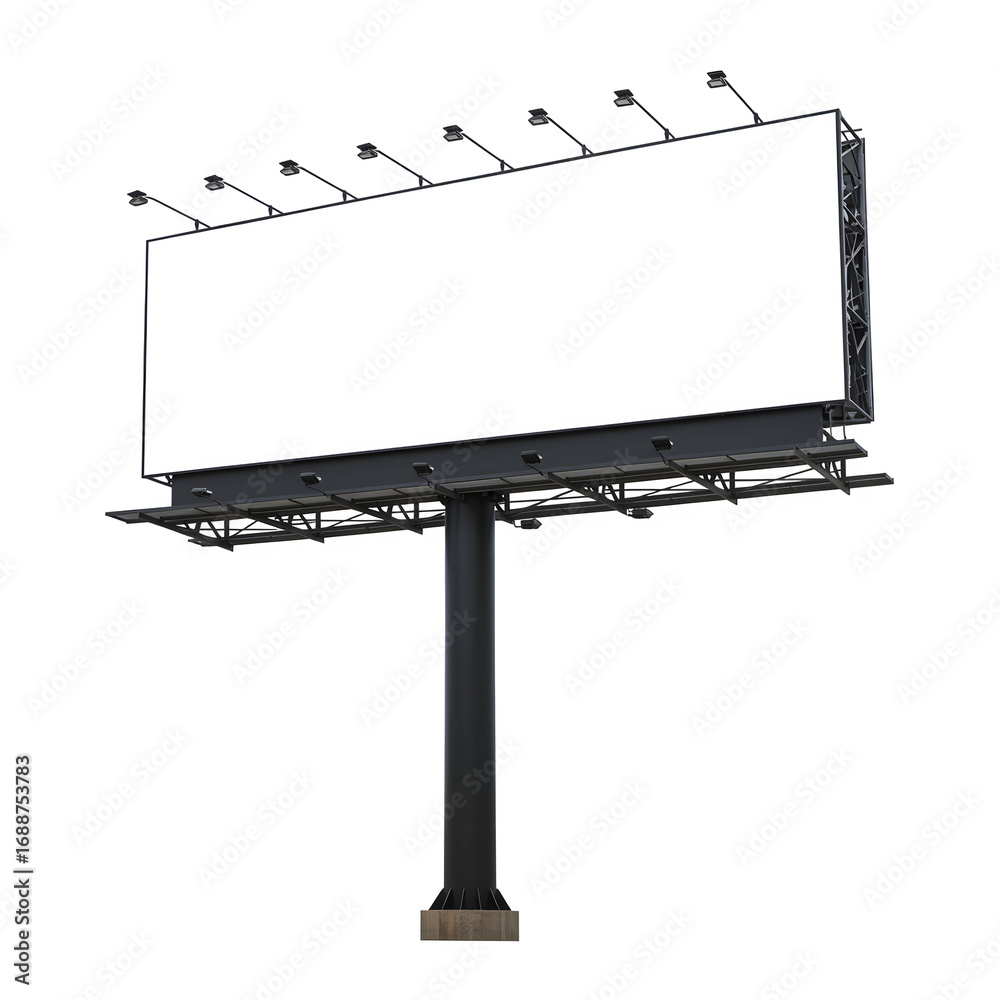 Obraz premium A large, blank billboard with a clean white background and bold black lettering isolated on white or transparent background.PNG format.