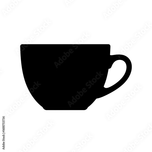 Black coffee cup silhouette isolated on white background