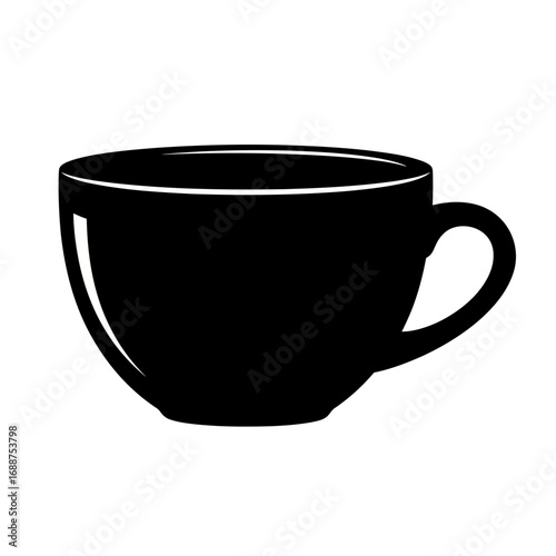 Black coffee cup silhouette isolated on white background
