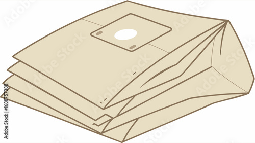 Stack of Vacuum Cleaner Dust Bags Beige Paper Filter Bags Appliance Accessory Illustration.