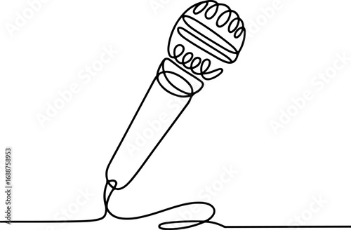 Elegant Continuous Line Art Microphone Illustration