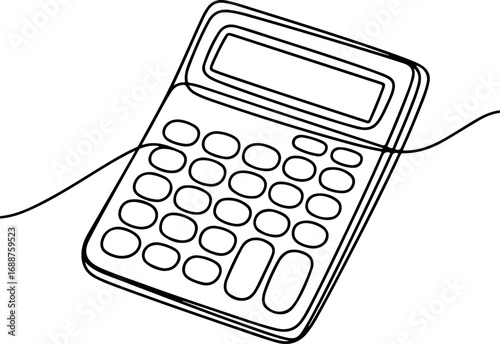 Calculator continuous line art vector illustration in a simple minimalist style