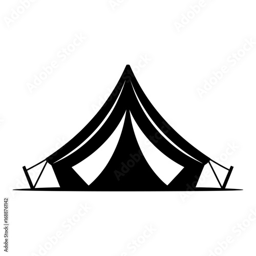 black and white silhouette of a circus tent vector art
