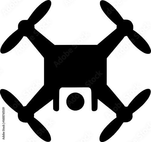 Drone Flat Icon | Minimalist Black and White Vector Illustration, Perfect for Web, Mobile, App, UI Design, Digital Projects, and Graphic Design.