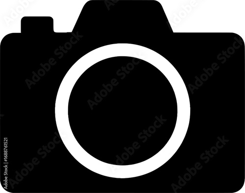 Camera Flat Icon | Minimalist Black and White Vector Illustration, Perfect for Web, Mobile, App, UI Design, Digital Projects, and Graphic Design.